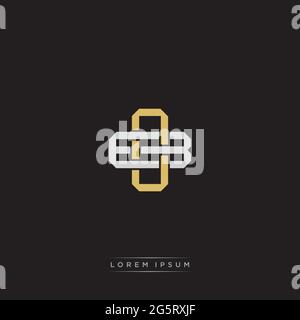 Initial letter overlapping interlock logo monogram line art style isolated on black background template Stock Vector