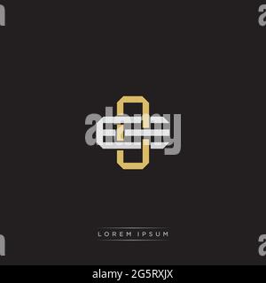 Initial letter overlapping interlock logo monogram line art style isolated on black background template Stock Vector