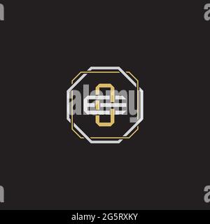 Initial letter overlapping interlock logo monogram line art style isolated on black background template Stock Vector