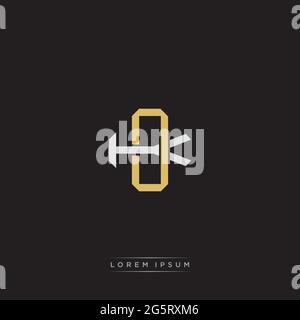 Initial letter overlapping interlock logo monogram line art style isolated on black background template Stock Vector