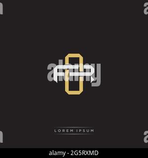 Initial letter overlapping interlock logo monogram line art style isolated on black background template Stock Vector