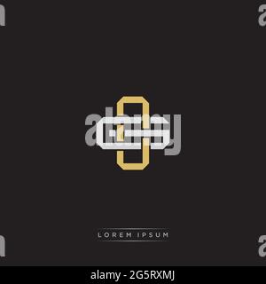 Initial letter overlapping interlock logo monogram line art style isolated on black background template Stock Vector