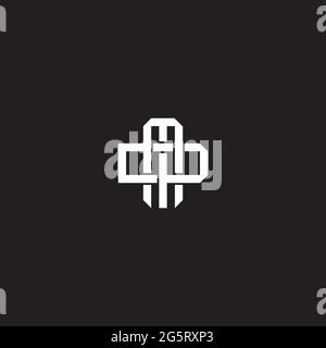 Initial letter overlapping interlock logo monogram line art style isolated on black background template Stock Vector