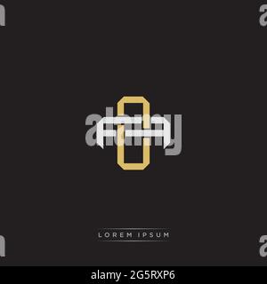 Initial letter overlapping interlock logo monogram line art style isolated on black background template Stock Vector
