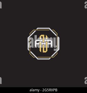 Initial letter overlapping interlock logo monogram line art style isolated on black background template Stock Vector