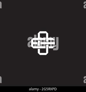 Initial letter overlapping interlock logo monogram line art style isolated on black background template Stock Vector
