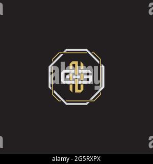 Initial letter overlapping interlock logo monogram line art style isolated on black background template Stock Vector