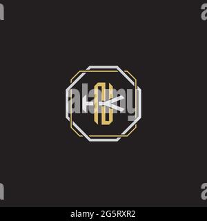 Initial letter overlapping interlock logo monogram line art style isolated on black background template Stock Vector