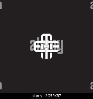 Initial letter overlapping interlock logo monogram line art style isolated on black background template Stock Vector