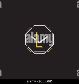 Initial letter overlapping interlock logo monogram line art style isolated on black background template Stock Vector