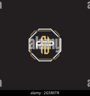 Initial letter overlapping interlock logo monogram line art style isolated on black background template Stock Vector