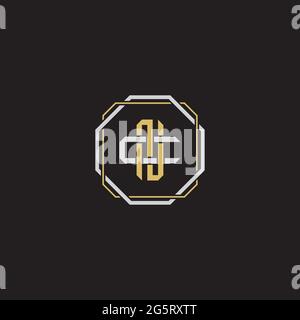 Initial letter overlapping interlock logo monogram line art style isolated on black background template Stock Vector