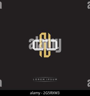Initial letter overlapping interlock logo monogram line art style isolated on black background template Stock Vector