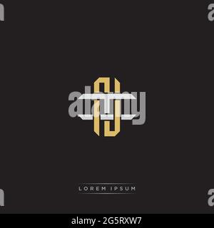 Initial letter overlapping interlock logo monogram line art style isolated on black background template Stock Vector