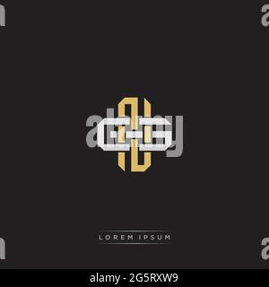 Initial letter overlapping interlock logo monogram line art style isolated on black background template Stock Vector