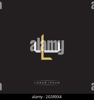 Initial letter overlapping interlock logo monogram line art style isolated on black background template Stock Vector