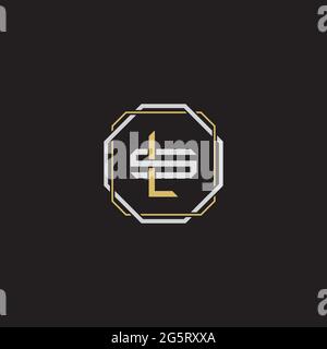 Initial letter overlapping interlock logo monogram line art style isolated on black background template Stock Vector