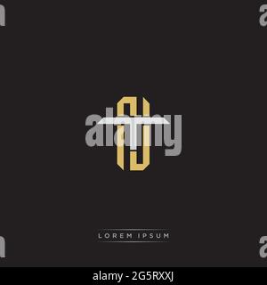 Initial letter overlapping interlock logo monogram line art style isolated on black background template Stock Vector