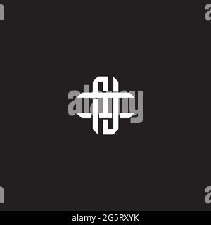 Initial letter overlapping interlock logo monogram line art style isolated on black background template Stock Vector