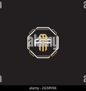Initial letter overlapping interlock logo monogram line art style isolated on black background template Stock Vector