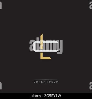 Initial letter overlapping interlock logo monogram line art style isolated on black background template Stock Vector