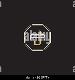 Initial letter overlapping interlock logo monogram line art style isolated on black background template Stock Vector