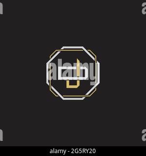 Initial letter overlapping interlock logo monogram line art style isolated on black background template Stock Vector
