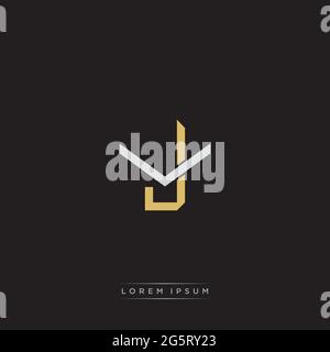 Initial letter overlapping interlock logo monogram line art style isolated on black background template Stock Vector