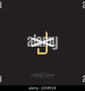 Initial letter overlapping interlock logo monogram line art style isolated on black background template Stock Vector