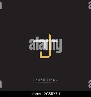 Initial letter overlapping interlock logo monogram line art style isolated on black background template Stock Vector