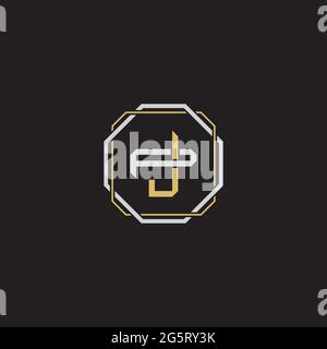 Initial letter overlapping interlock logo monogram line art style isolated on black background template Stock Vector