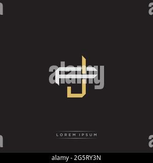 Initial letter overlapping interlock logo monogram line art style isolated on black background template Stock Vector