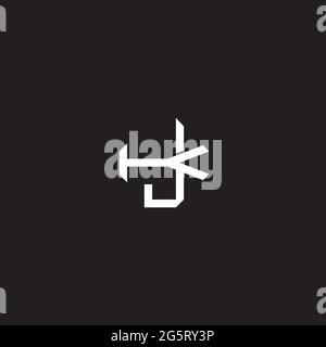 Initial letter overlapping interlock logo monogram line art style isolated on black background template Stock Vector