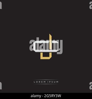 Initial letter overlapping interlock logo monogram line art style isolated on black background template Stock Vector