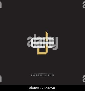 Initial letter overlapping interlock logo monogram line art style isolated on black background template Stock Vector
