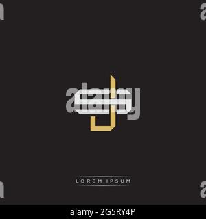 Initial letter overlapping interlock logo monogram line art style isolated on black background template Stock Vector