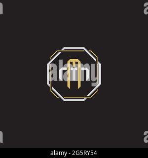 Initial letter overlapping interlock logo monogram line art style isolated on black background template Stock Vector