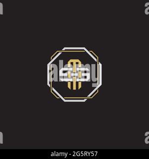 Initial letter overlapping interlock logo monogram line art style isolated on black background template Stock Vector