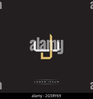 Initial letter overlapping interlock logo monogram line art style isolated on black background template Stock Vector