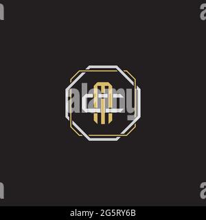 Initial letter overlapping interlock logo monogram line art style isolated on black background template Stock Vector