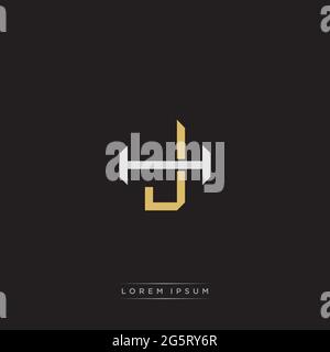 Initial letter overlapping interlock logo monogram line art style isolated on black background template Stock Vector