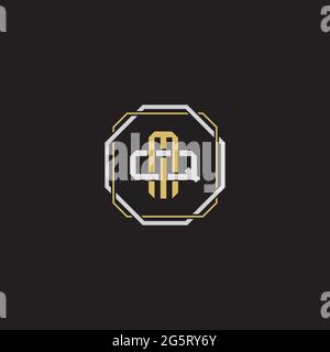 Initial letter overlapping interlock logo monogram line art style isolated on black background template Stock Vector
