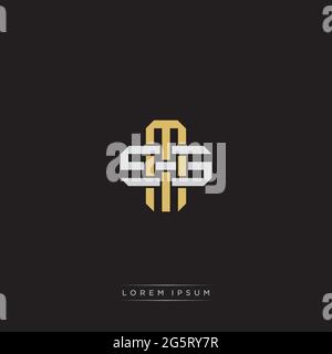Initial letter overlapping interlock logo monogram line art style isolated on black background template Stock Vector