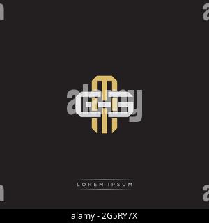 Initial letter overlapping interlock logo monogram line art style isolated on black background template Stock Vector