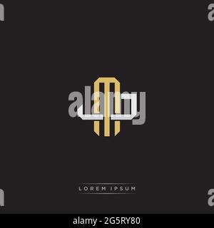 Initial letter overlapping interlock logo monogram line art style isolated on black background template Stock Vector