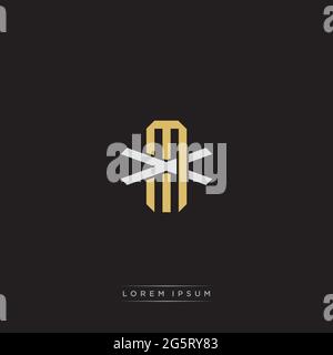 Initial letter overlapping interlock logo monogram line art style isolated on black background template Stock Vector