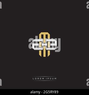 Initial letter overlapping interlock logo monogram line art style isolated on black background template Stock Vector