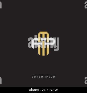 Initial letter overlapping interlock logo monogram line art style isolated on black background template Stock Vector