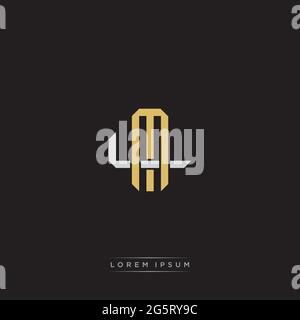 Initial letter overlapping interlock logo monogram line art style isolated on black background template Stock Vector