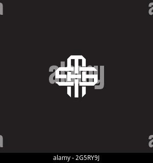 Initial letter overlapping interlock logo monogram line art style isolated on black background template Stock Vector